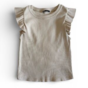 Zara Cream Ruffle Sleeve Tee